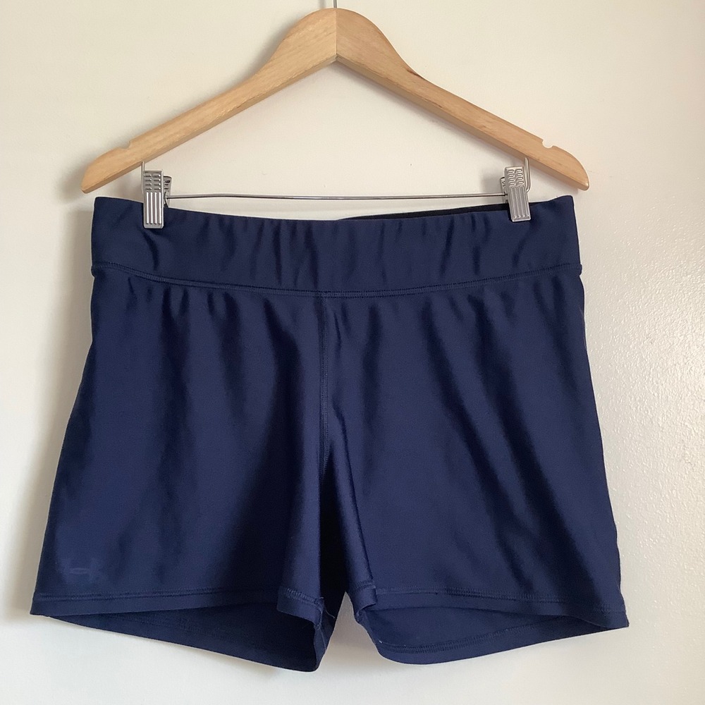 Under Armour HeatGear Navy Blue Compression Athletic Shorts Womens 2XL 2TG EEG - Picture 5 of 9
